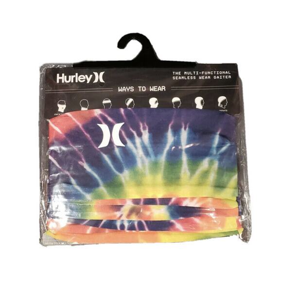 HURLEY Breathable Neck Gaiter One Size Tie Dye Rainbow Run Running Mask NEW - Picture 5 of 5
